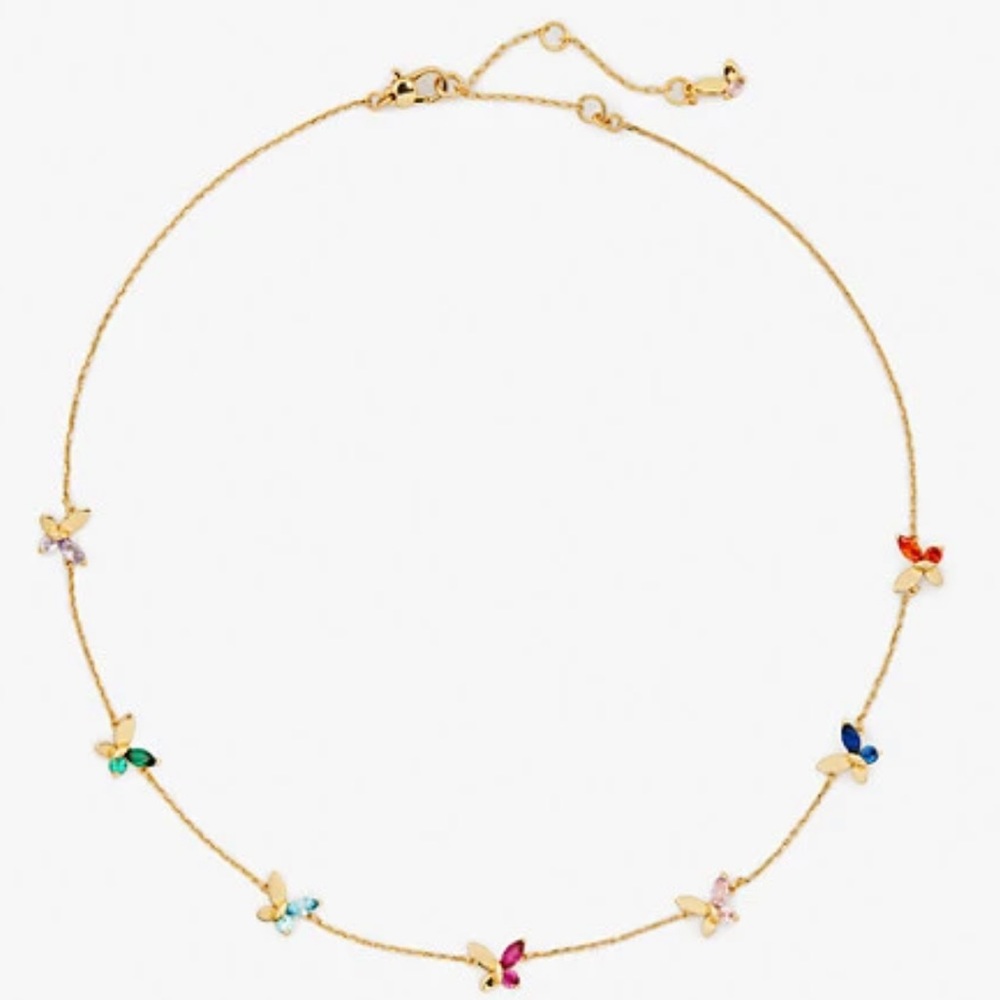 $98 Kate Spade Social Butterfly Multi Color Charm Necklace multi